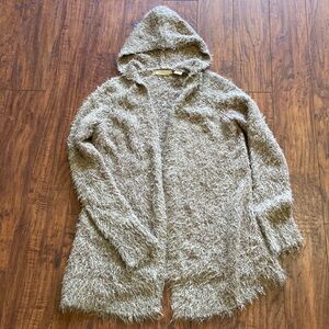 Rare Anthropologie Sleeping on Snow Eyelash Shaggy Hooded Sweater Cardigan